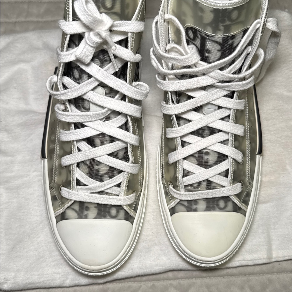 Dior White and Gray High-Top Sneakers